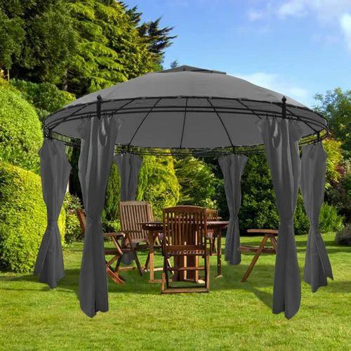 vidaXL Gazebo with Curtains Round 3.5x2.7 m Anthracite - Gazebos