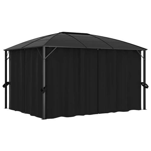 Gazebo with Curtains 400x300x265 cm Anthracite by vidaXL