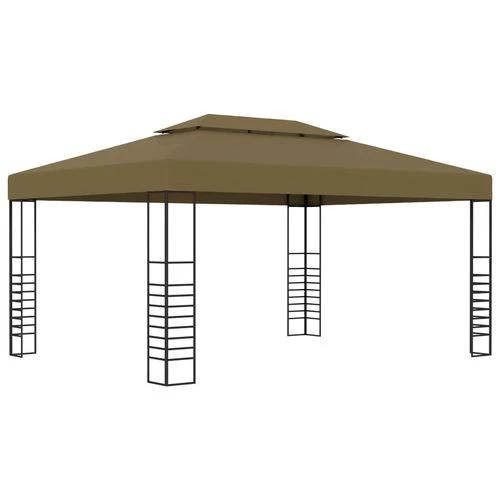 Gazebo with LED String Lights 3x4 m Taupe by vidaXL