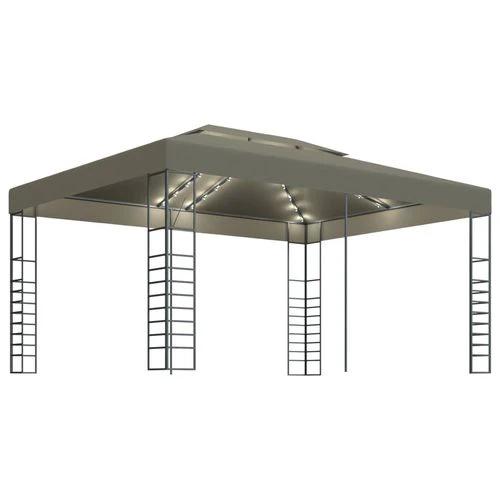 Gazebo with LED String Lights 3x4 m Taupe by vidaXL