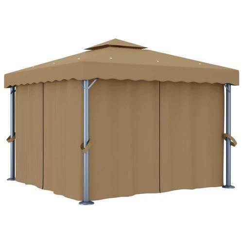 vidaXL vidaXL Gazebo with Curtain 3x3 m Taupe Aluminium - Gazebos