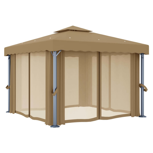 vidaXL vidaXL Gazebo with Curtain 3x3 m Taupe Aluminium - Gazebos