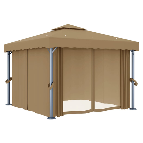 vidaXL vidaXL Gazebo with Curtain 3x3 m Taupe Aluminium - Gazebos