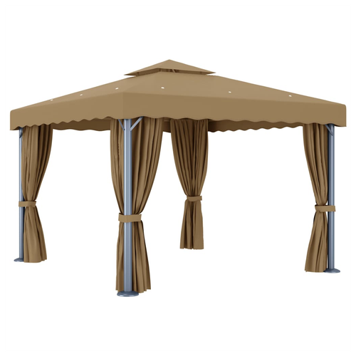 vidaXL vidaXL Gazebo with Curtain 3x3 m Taupe Aluminium - Gazebos