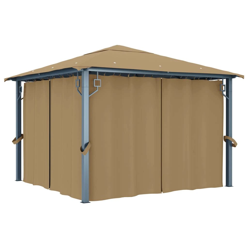 vidaXL Gazebo with Curtain 300x300 cm Cream Aluminium - Gazebos