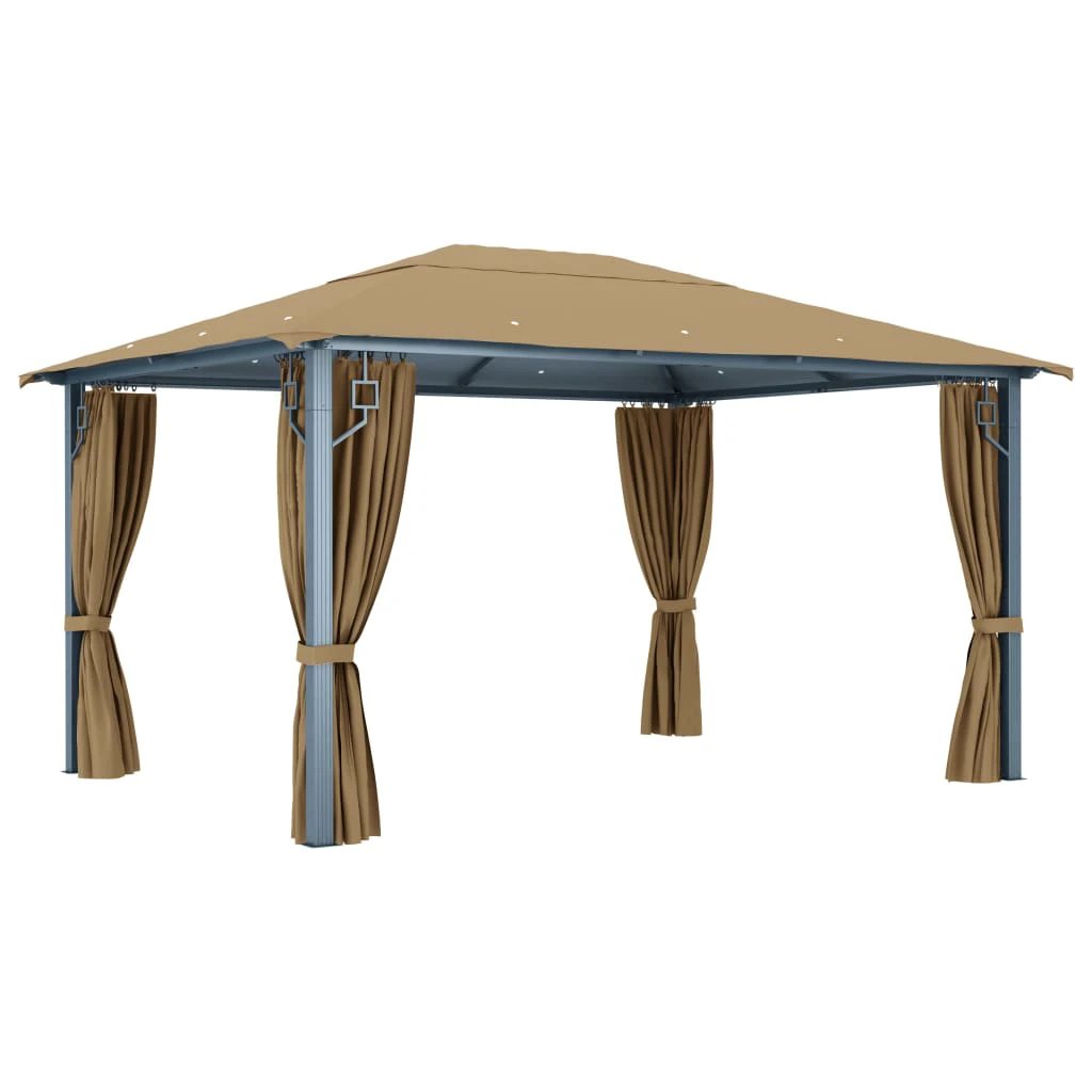 vidaXL Gazebo with Curtain 300x300 cm Cream Aluminium - Gazebos
