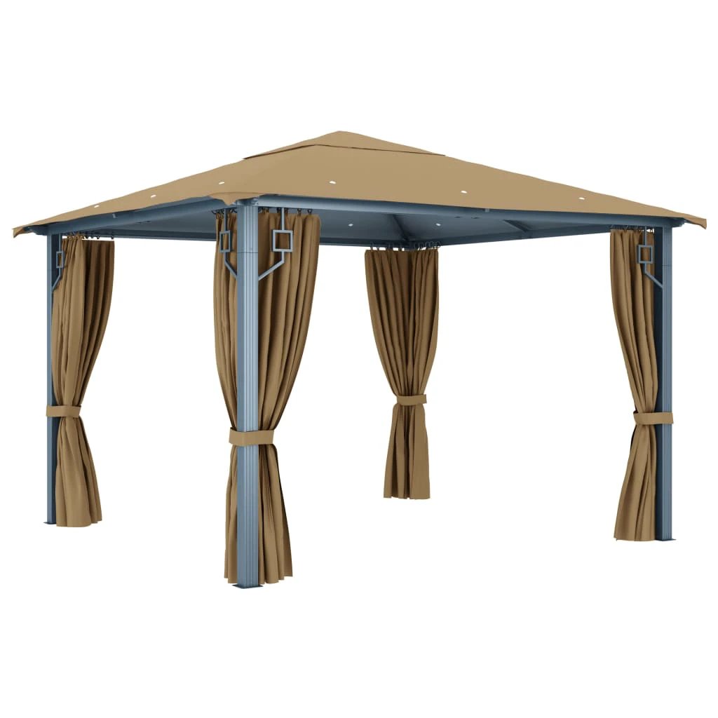 vidaXL Gazebo with Curtain 300x300 cm Cream Aluminium - Gazebos