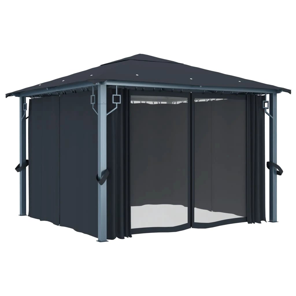 vidaXL Gazebo with Curtain 300x300 cm Cream Aluminium by vidaXL