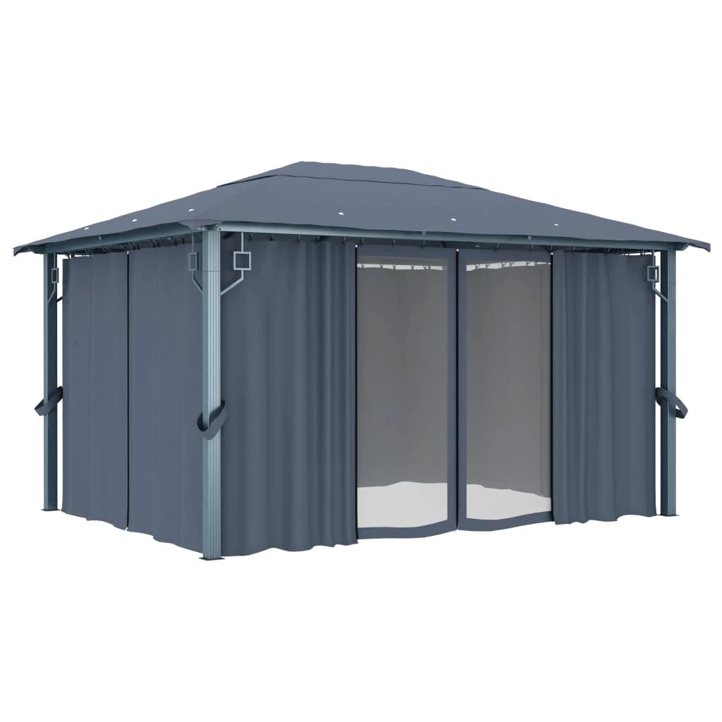 vidaXL Gazebo with Curtain 300x300 cm Cream Aluminium by vidaXL