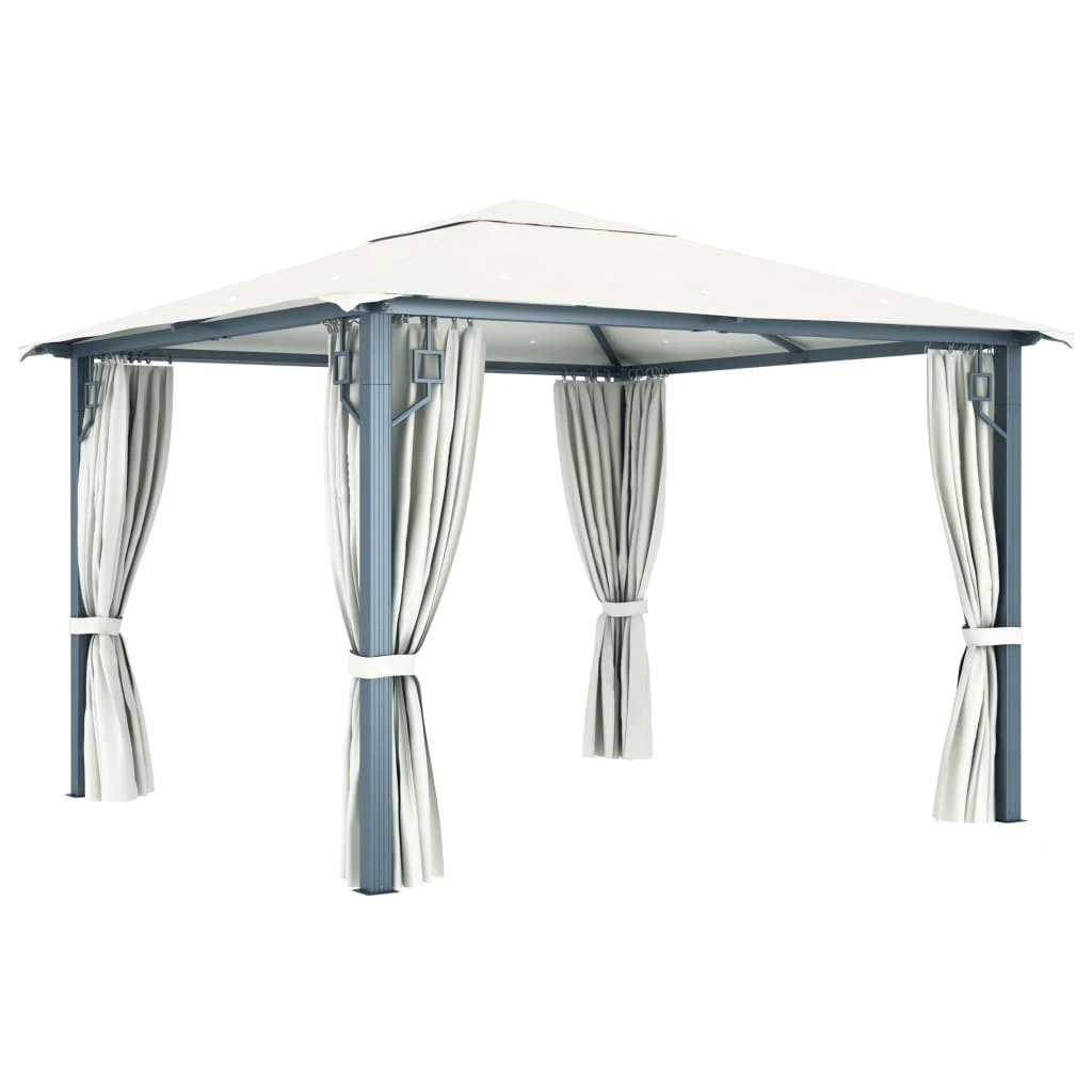 vidaXL Gazebo with Curtain 300x300 cm Cream Aluminium by vidaXL