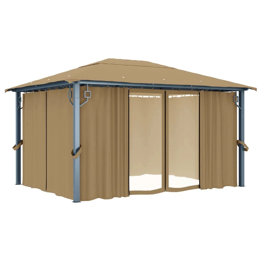 vidaXL Gazebo with Curtain 300x300 cm Cream Aluminium - Gazebos