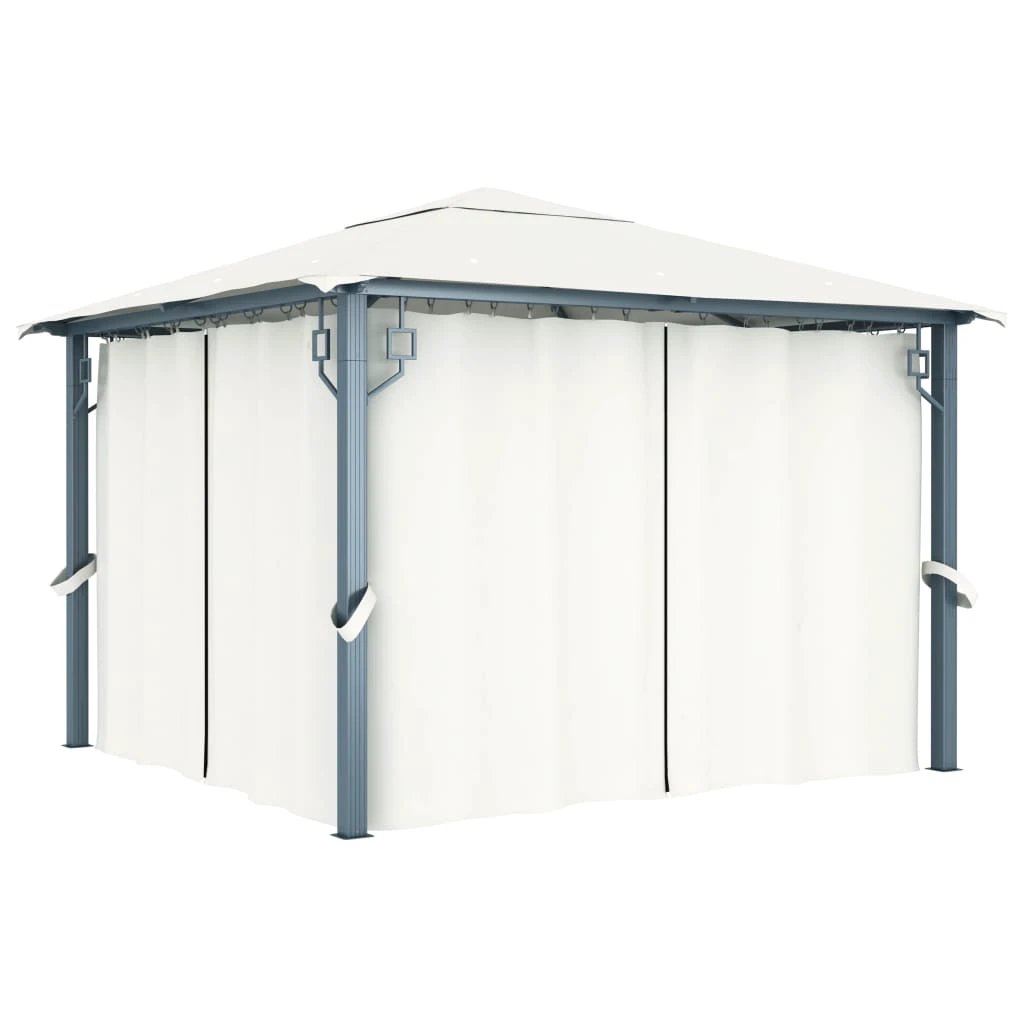 vidaXL Gazebo with Curtain 300x300 cm Cream Aluminium by vidaXL