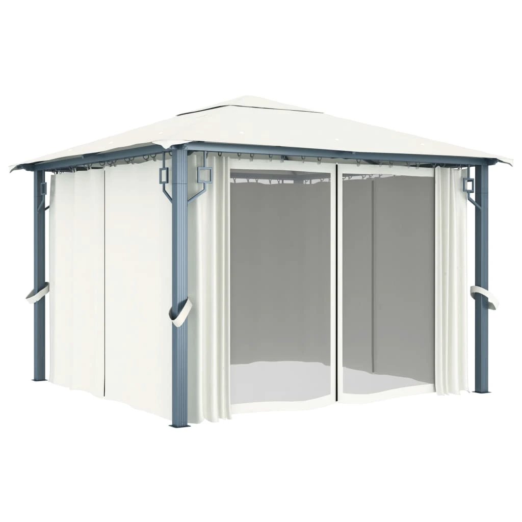 vidaXL Gazebo with Curtain 300x300 cm Cream Aluminium by vidaXL