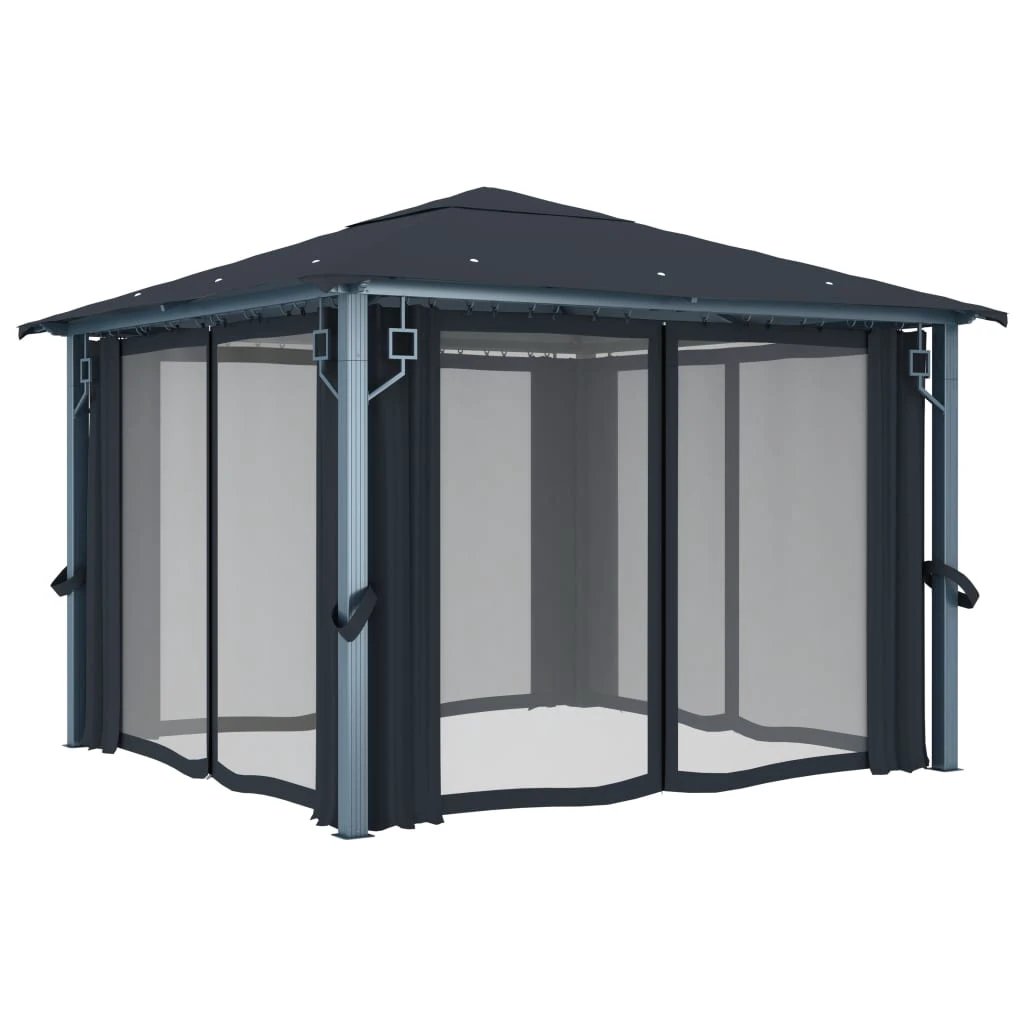 vidaXL Gazebo with Curtain 300x300 cm Cream Aluminium by vidaXL