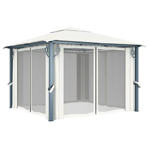 vidaXL Gazebo with Curtain 300x300 cm Cream Aluminium by vidaXL