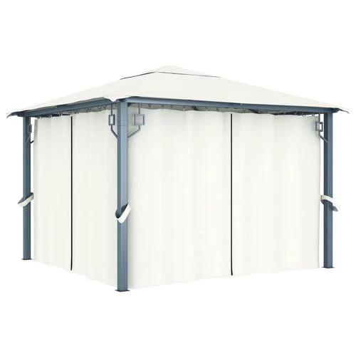 vidaXL Gazebo with Curtain 300x300 cm Cream Aluminium by vidaXL