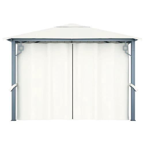 vidaXL Gazebo with Curtain 300x300 cm Cream Aluminium - Gazebos