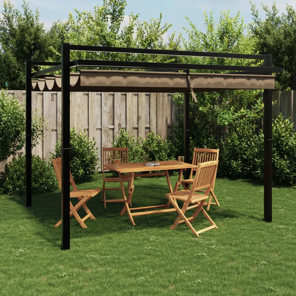 vidaXL Garden Gazebo with Retractable Roof Cream 3x3 m Aluminium by vidaXL