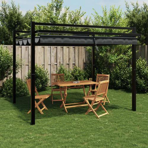 vidaXL Garden Gazebo with Retractable Roof Cream 3x3 m Aluminium by vidaXL