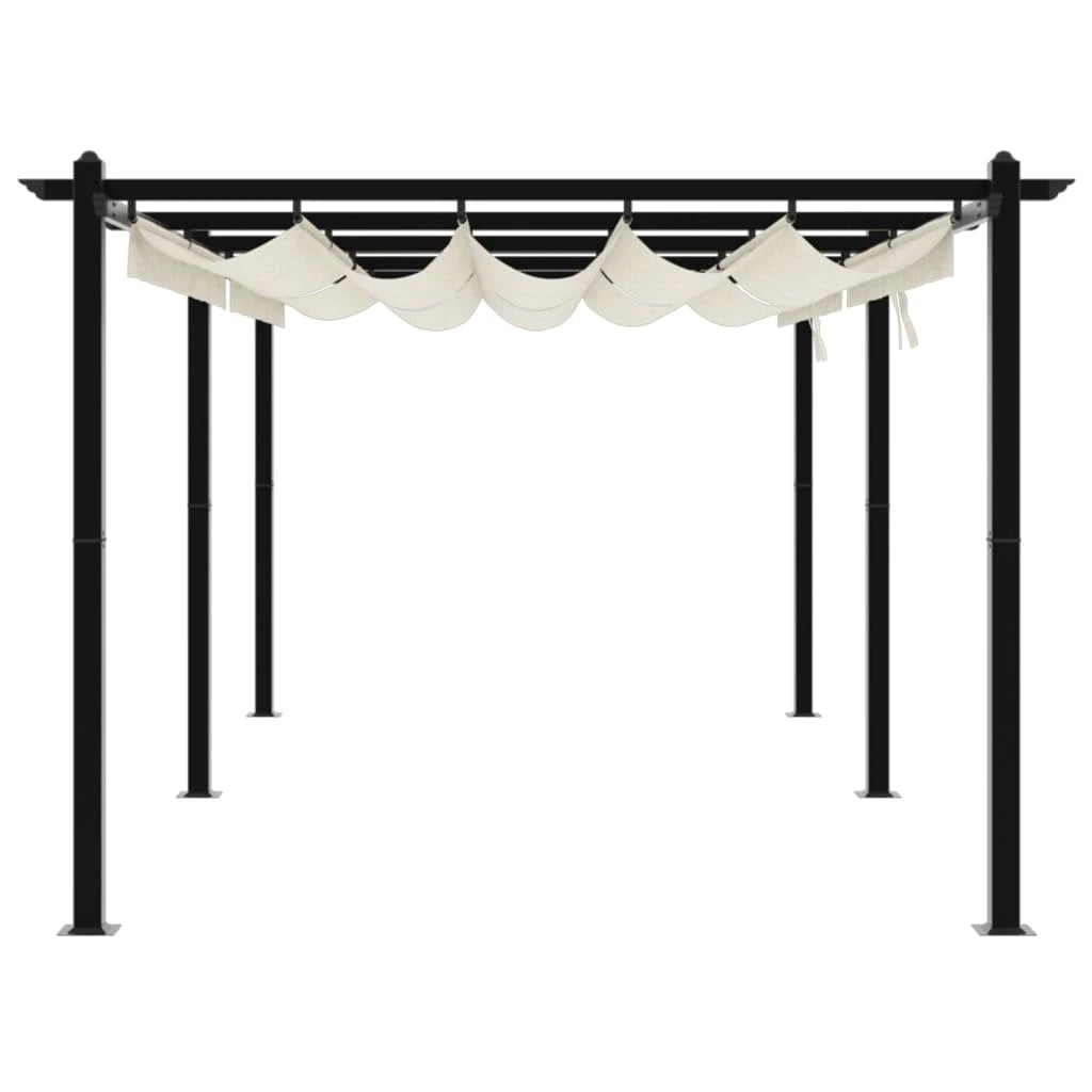 vidaXL Garden Gazebo with Retractable Roof Cream 3x6 m Aluminium by vidaXL