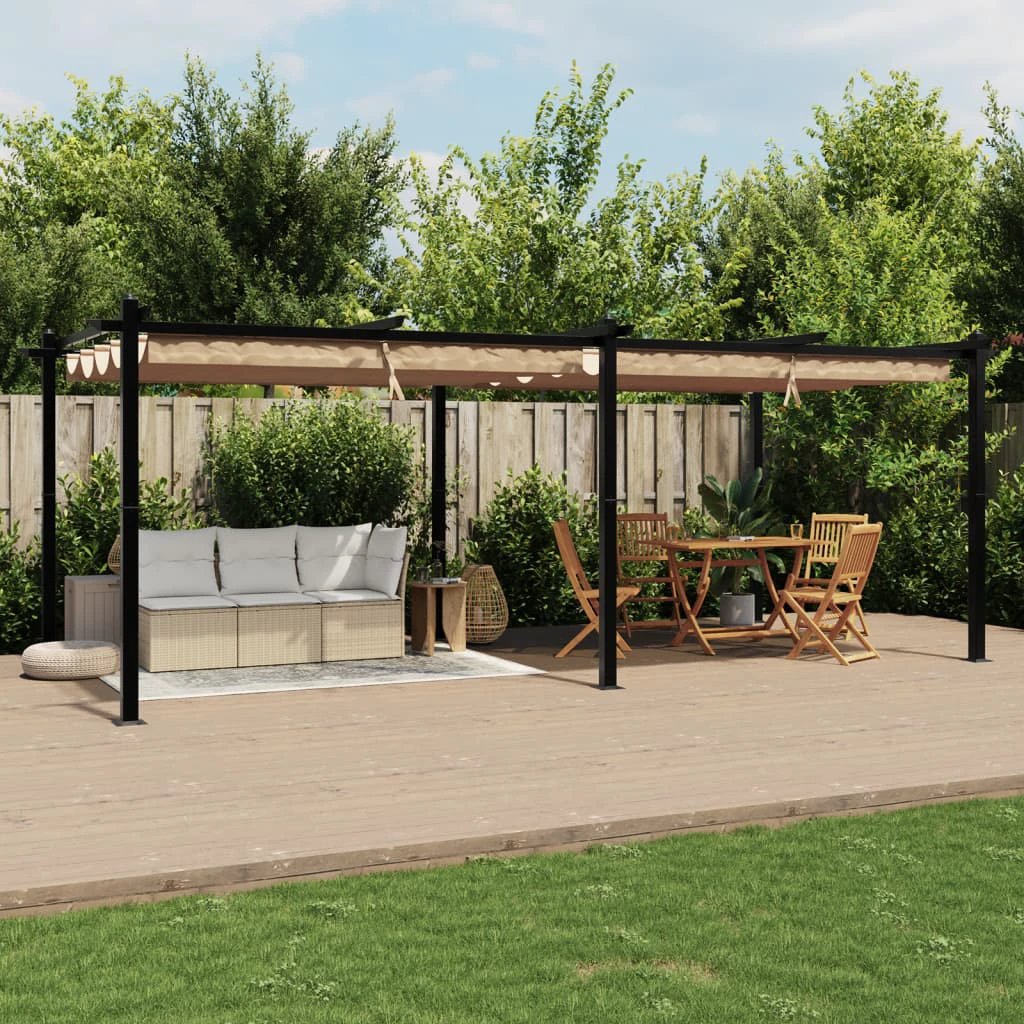 vidaXL Garden Gazebo with Retractable Roof Cream 3x6 m Aluminium by vidaXL