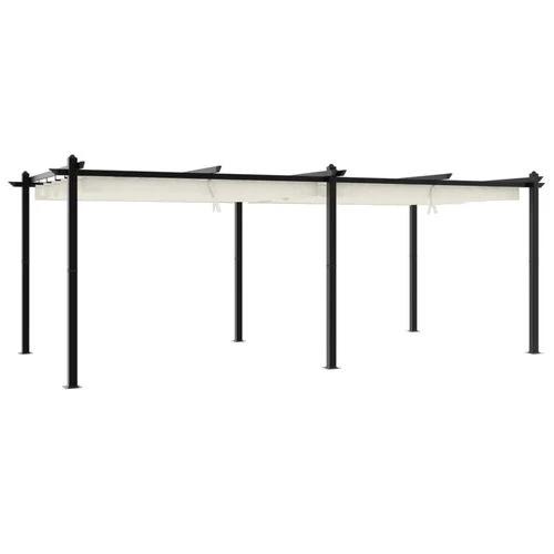 vidaXL Garden Gazebo with Retractable Roof Cream 3x6 m Aluminium - Gazebos