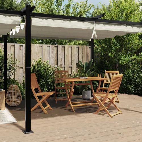 vidaXL Garden Gazebo with Retractable Roof Cream 3x6 m Aluminium - Gazebos