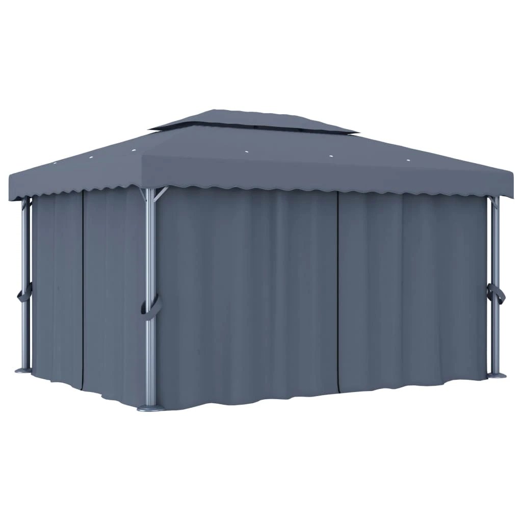 vidaXL vidaXL Gazebo with Curtain 4x3 m Cream White Aluminium - Gazebos