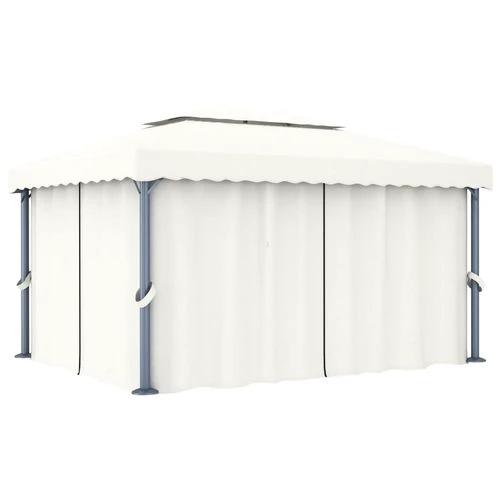 vidaXL Gazebo with Curtain 4x3 m Cream White Aluminium by vidaXL