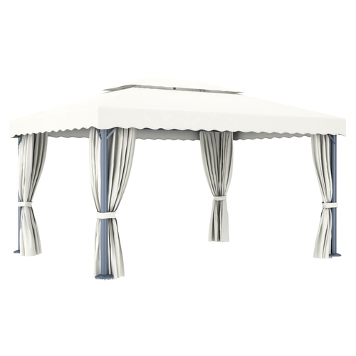 vidaXL Gazebo with Curtain 4x3 m Cream White Aluminium by vidaXL
