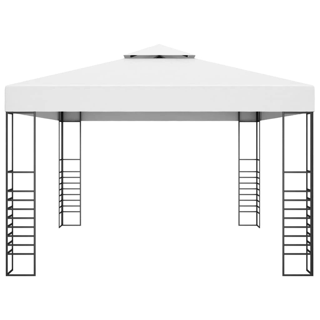 vidaXL Gazebo with LED String Lights 4x3x2.7 m White - Gazebos