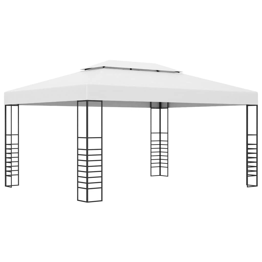 vidaXL Gazebo with LED String Lights 4x3x2.7 m White - Gazebos