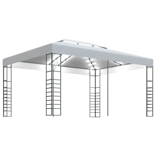 vidaXL Gazebo with LED String Lights 4x3x2.7 m White by vidaXL