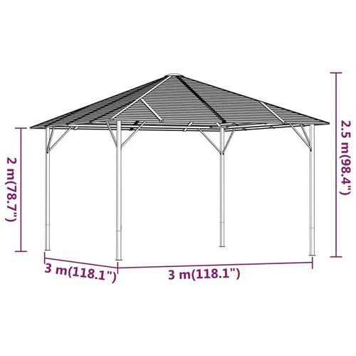 Gazebo with Roof 3x3 m Anthracite by vidaXL