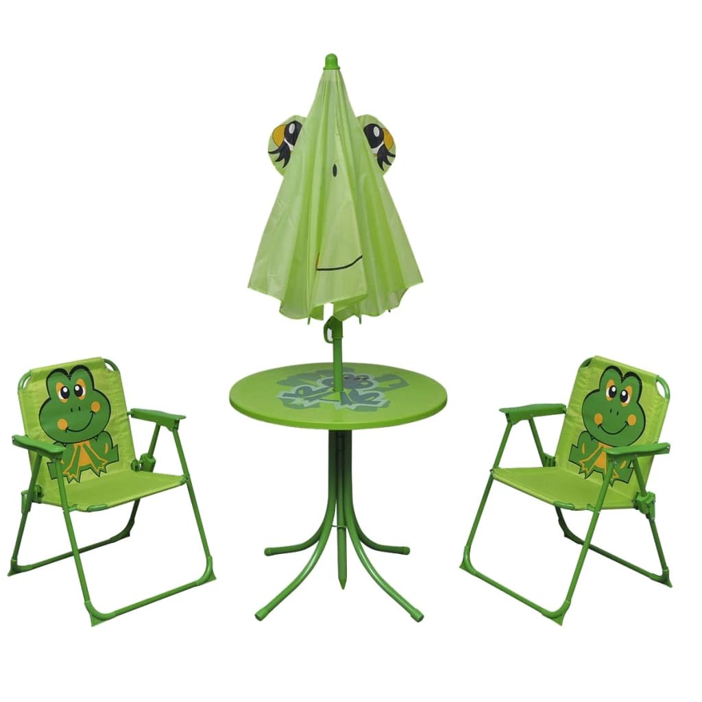 vidaXL 3 Piece Kids' Garden Bistro Set with Parasol Brown by vidaXL