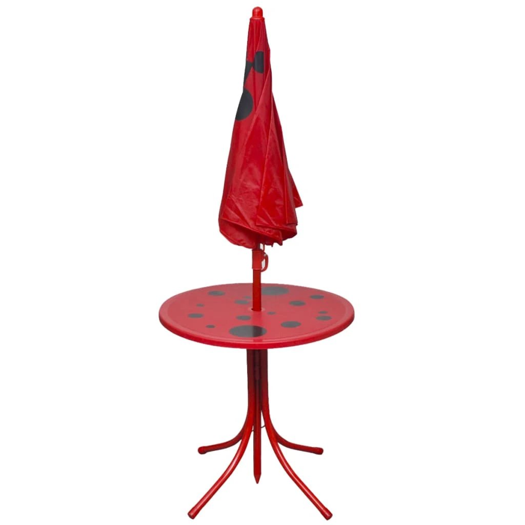 vidaXL 3 Piece Kids' Garden Bistro Set with Parasol Brown by vidaXL