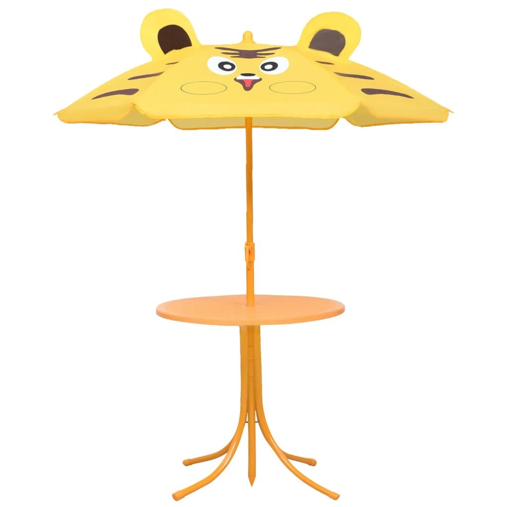 vidaXL 3 Piece Kids' Garden Bistro Set with Parasol Brown by vidaXL