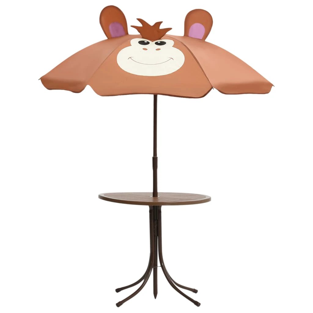 vidaXL 3 Piece Kids' Garden Bistro Set with Parasol Brown by vidaXL