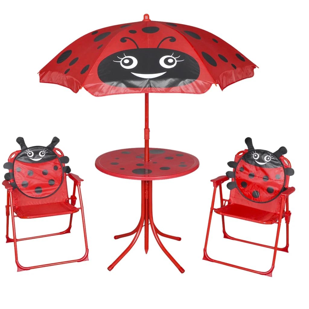 vidaXL 3 Piece Kids' Garden Bistro Set with Parasol Brown by vidaXL