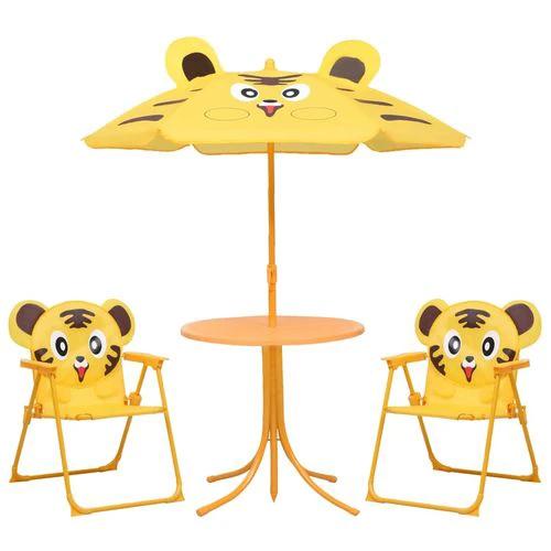 vidaXL 3 Piece Kids' Garden Bistro Set with Parasol Brown -