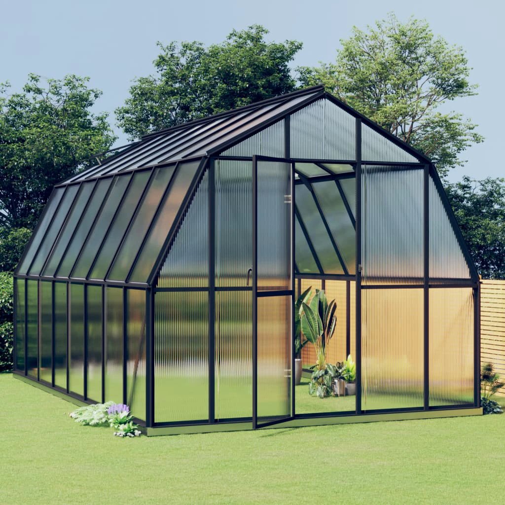 vidaXL Greenhouse with Base Frame Anthracite 3.3 m² Aluminium - Greenhouse