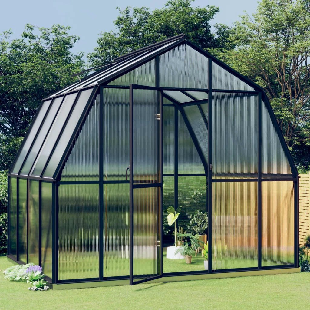 vidaXL Greenhouse with Base Frame Anthracite 3.3 m² Aluminium - Greenhouse