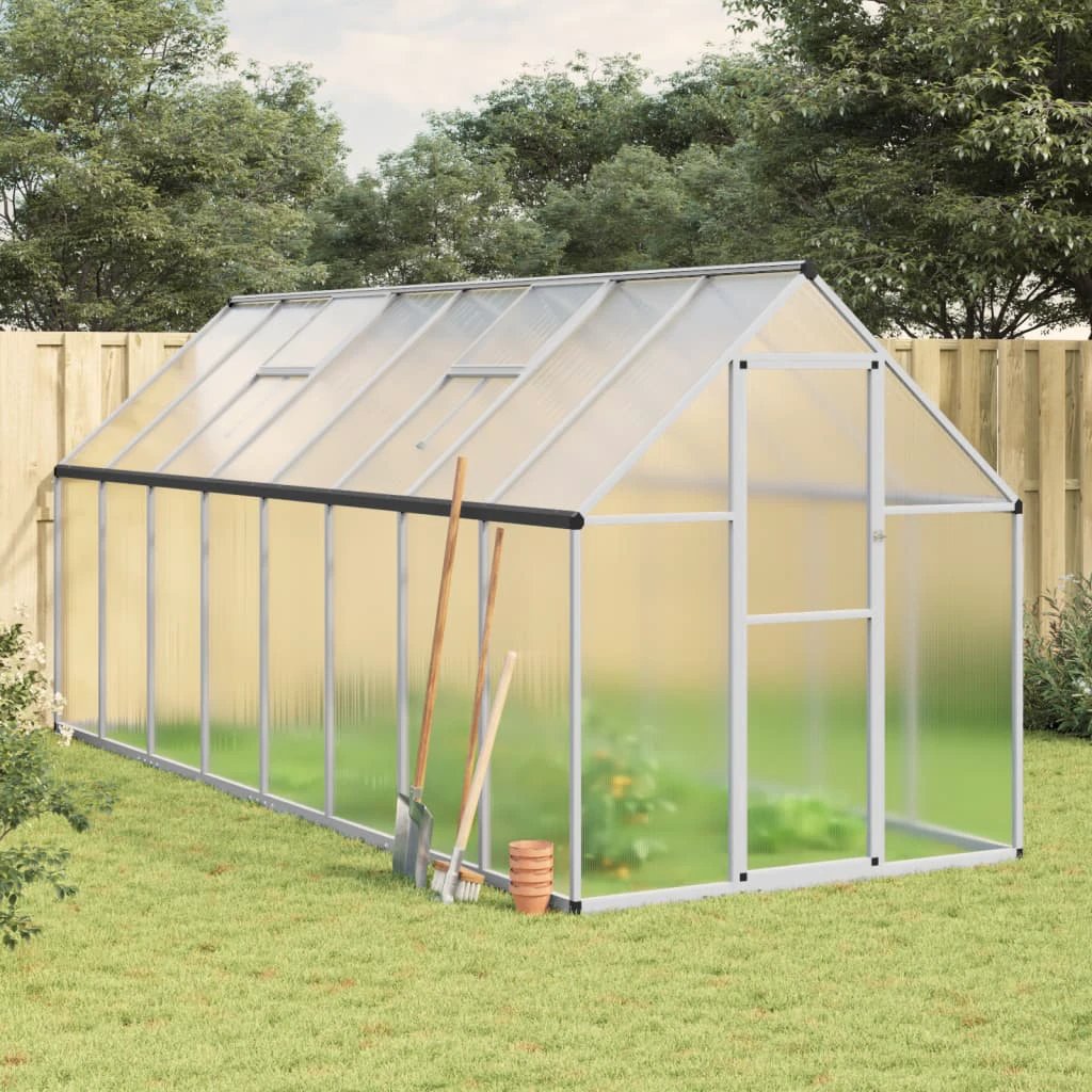 vidaXL Greenhouse with Base Frame Silver 224x169x202 cm Aluminium - Greenhouse