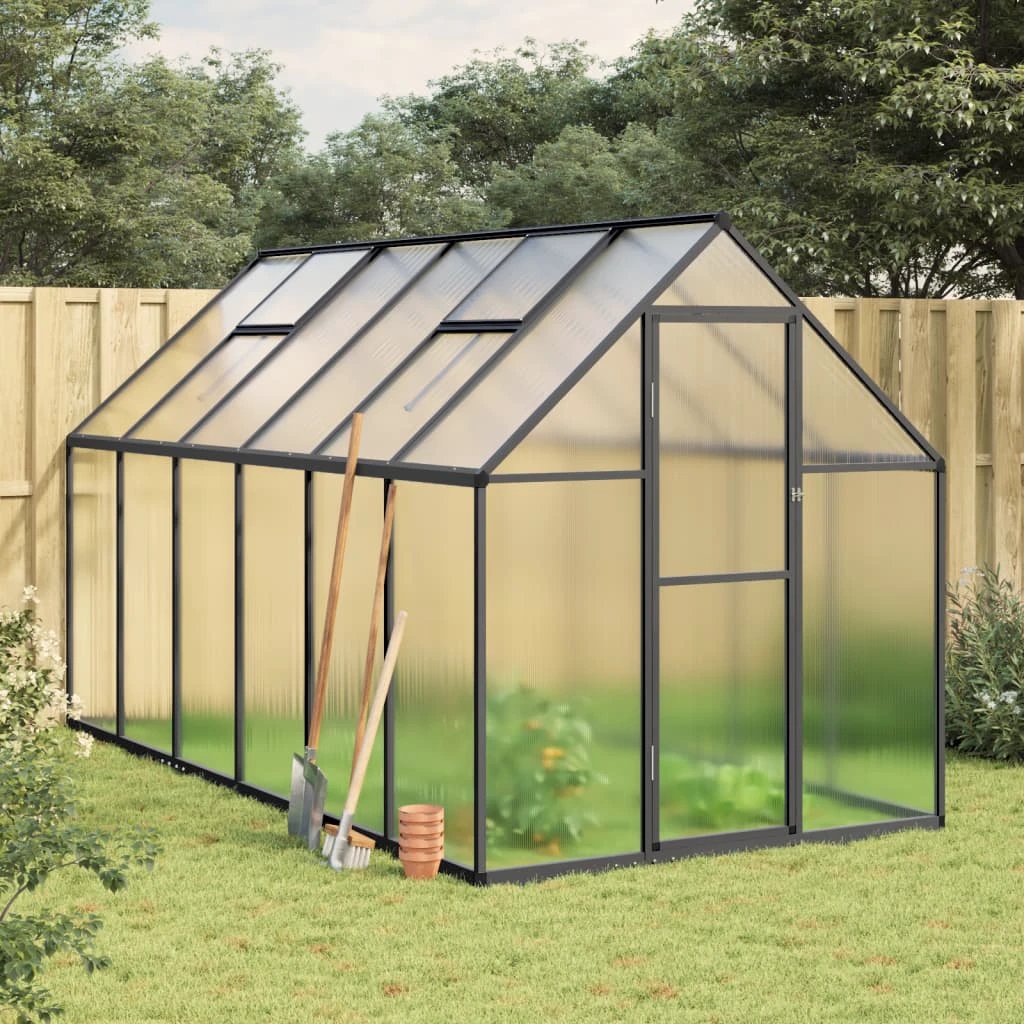 vidaXL Greenhouse with Base Frame Silver 224x169x202 cm Aluminium - Greenhouse