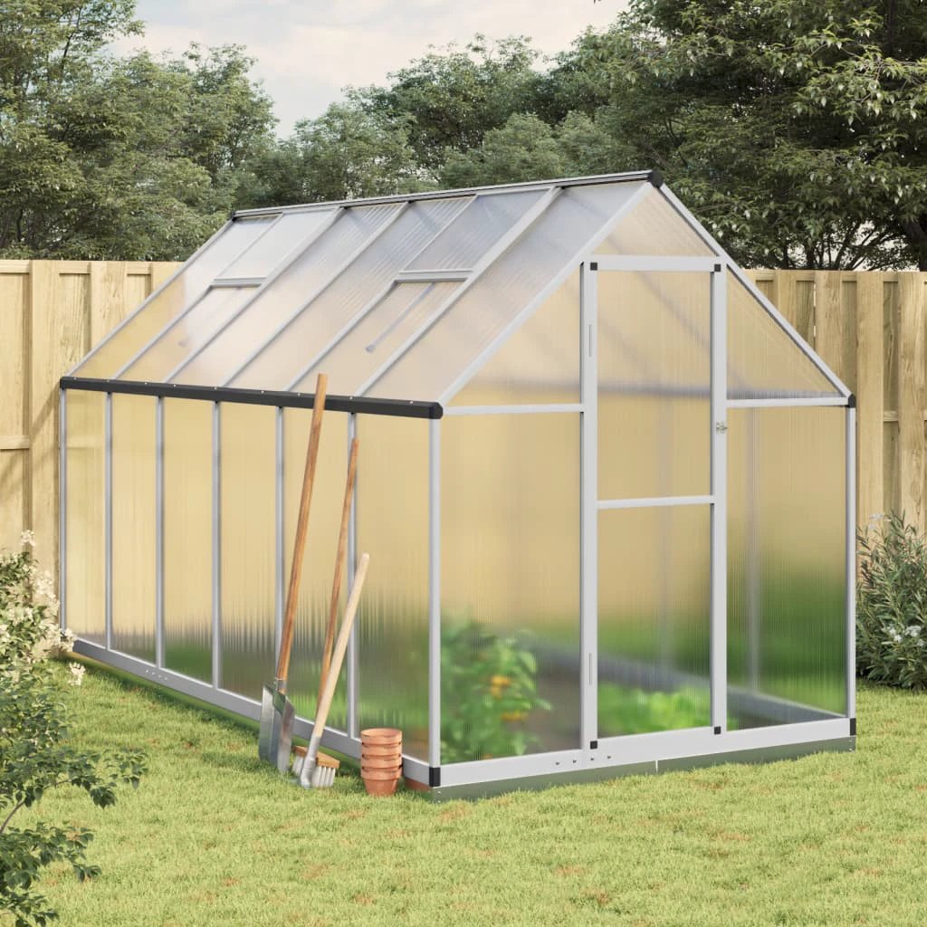 vidaXL Greenhouse with Base Frame Silver 224x169x202 cm Aluminium - Greenhouse