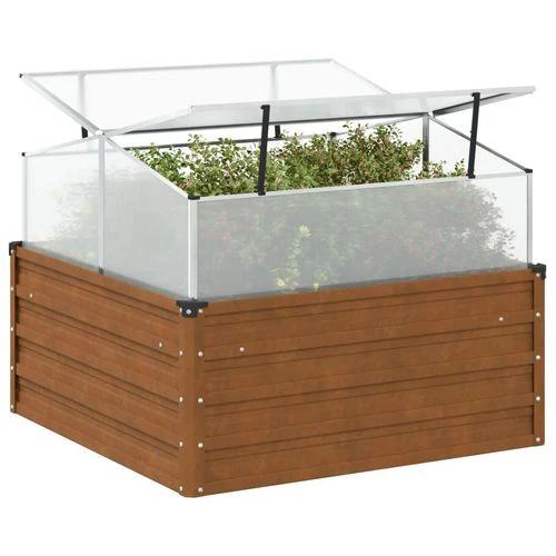 vidaXL Greenhouse Brown 100x100x85 cm Galvanised Steel by vidaXL