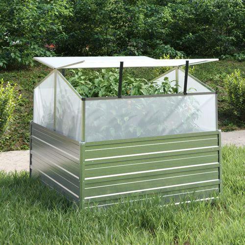 vidaXL Garden Raised Bed with Greenhouse 100x100x85 cm Silver by vidaXL