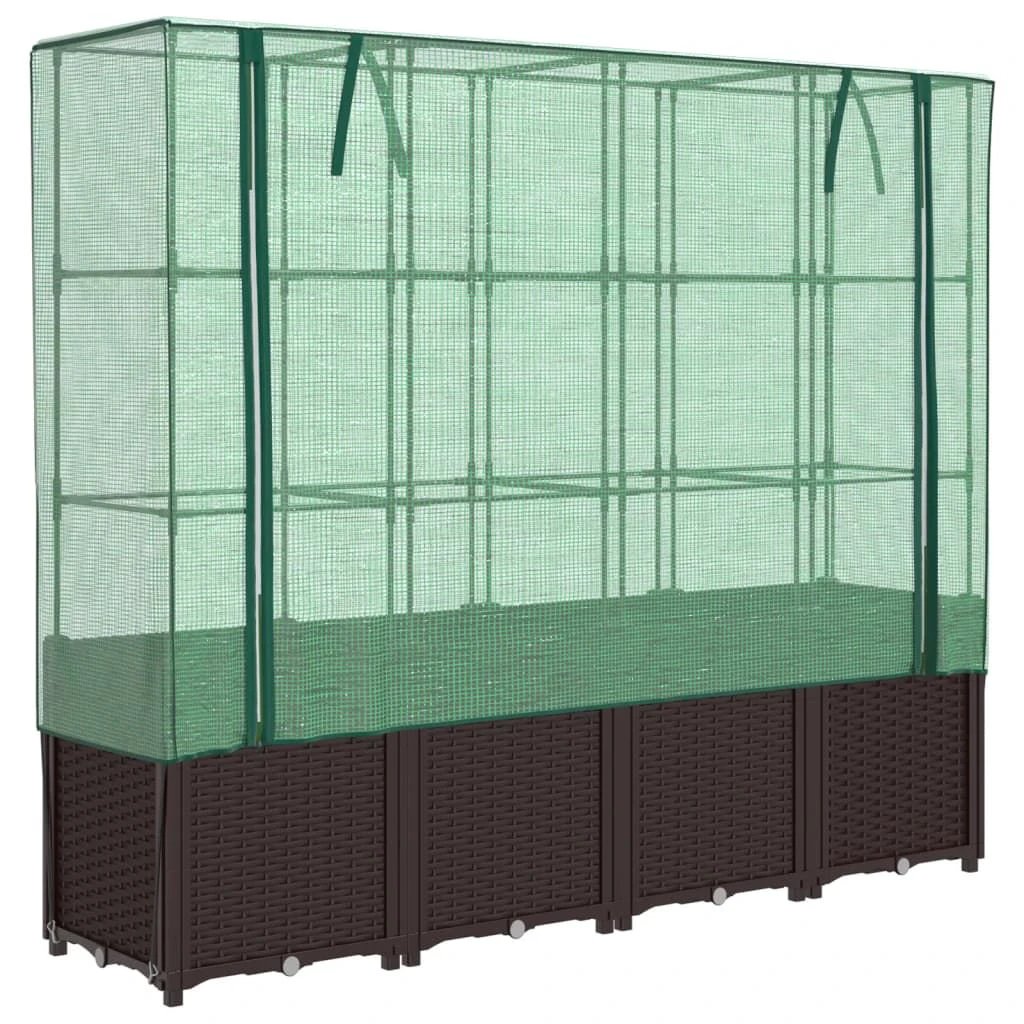 vidaXL Raised Bed with Greenhouse Cover Rattan Look 160x40x153 cm by vidaXL