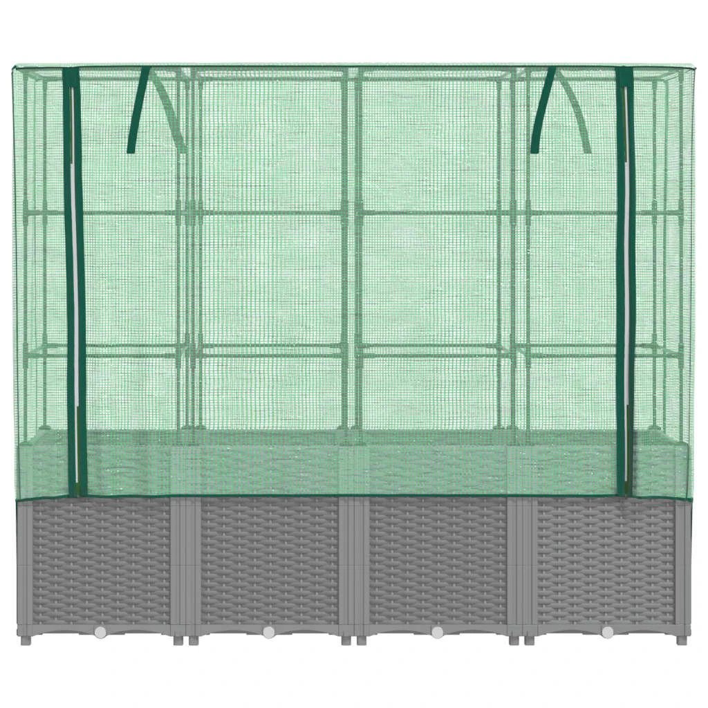 vidaXL Raised Bed with Greenhouse Cover Rattan Look 160x40x153 cm - Greenhouse