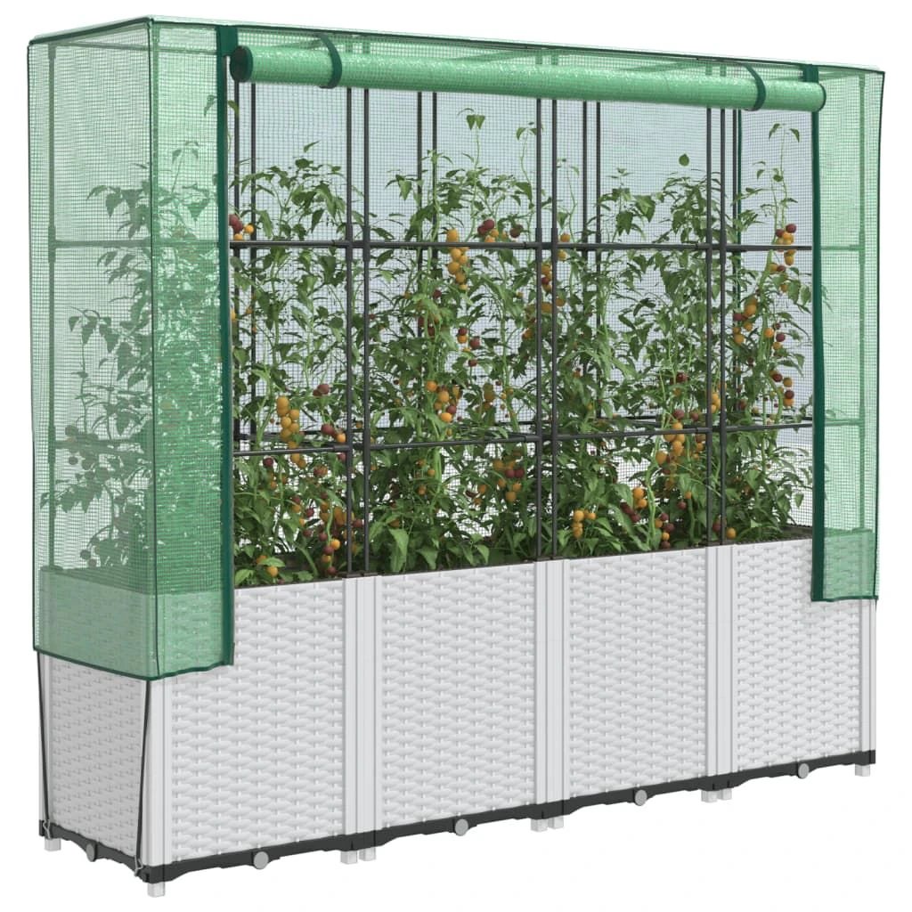 vidaXL Raised Bed with Greenhouse Cover Rattan Look 160x40x153 cm by vidaXL